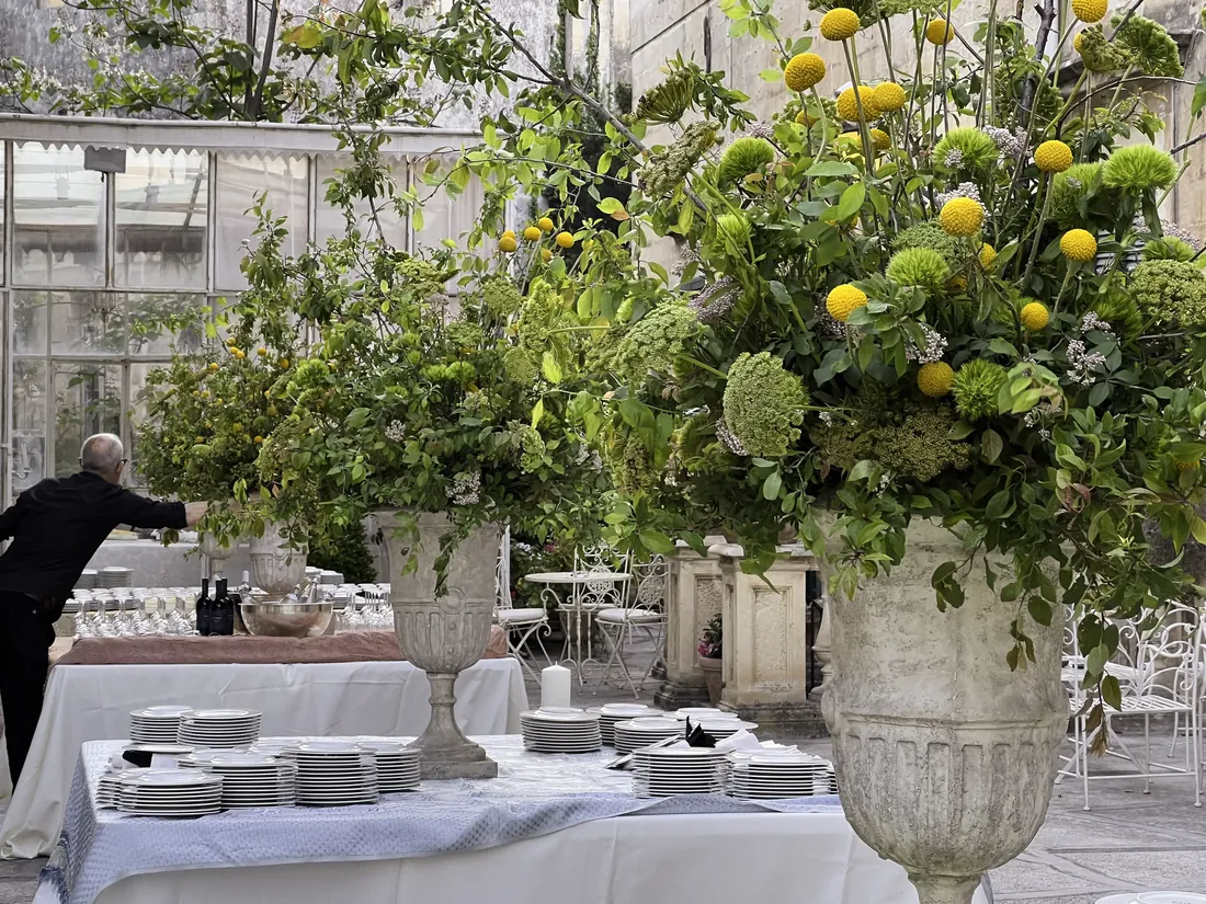 Grandi urne botaniche nel cortile di Palazzo Marulli-Famularo